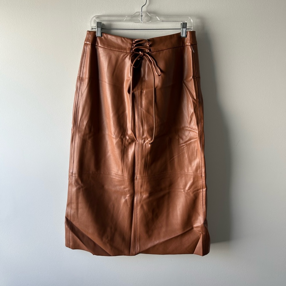 Zara brown faux leather skirt - Picture 1 of 4